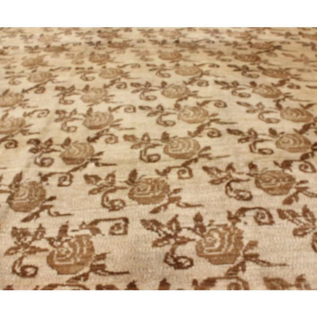 Antique Turkish Konya Rug With All-Over Floral Pattern in Taupe and Brown For Sale In Atlanta - Image 6 of 10