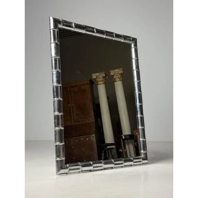 Large Chrome Faux Bamboo Mirror For Sale - Image 15 of 17