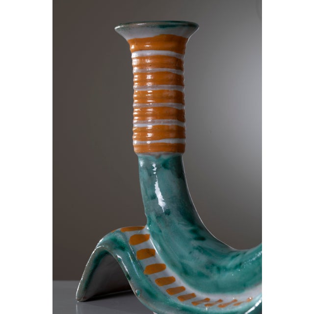 1930s Cantagalli Ceramic Candleholders from Ics Vietri, Italy, Late 1930s, Set of 2 For Sale - Image 5 of 10