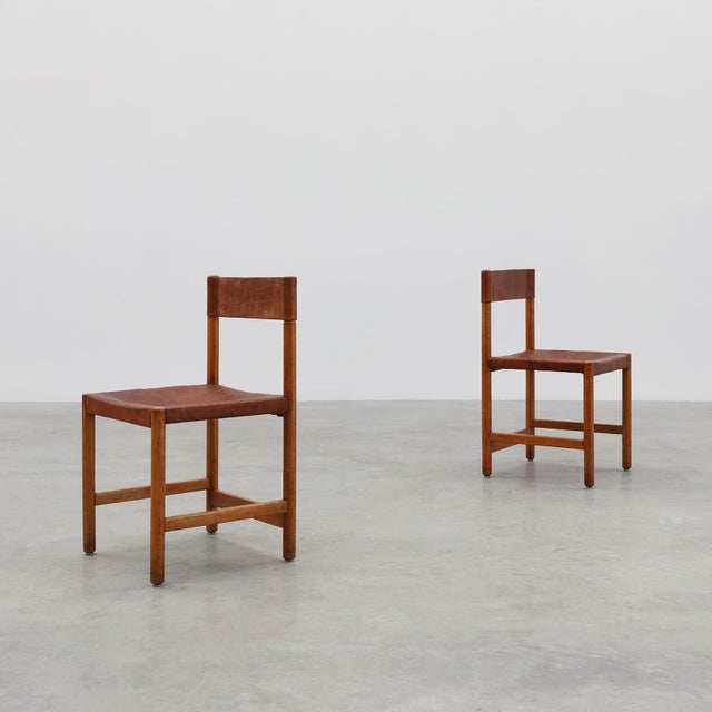 Spanish Wood and Leather Chairs attributed to Jordi Vilanova, 1960s, Set of 2 For Sale - Image 18 of 18