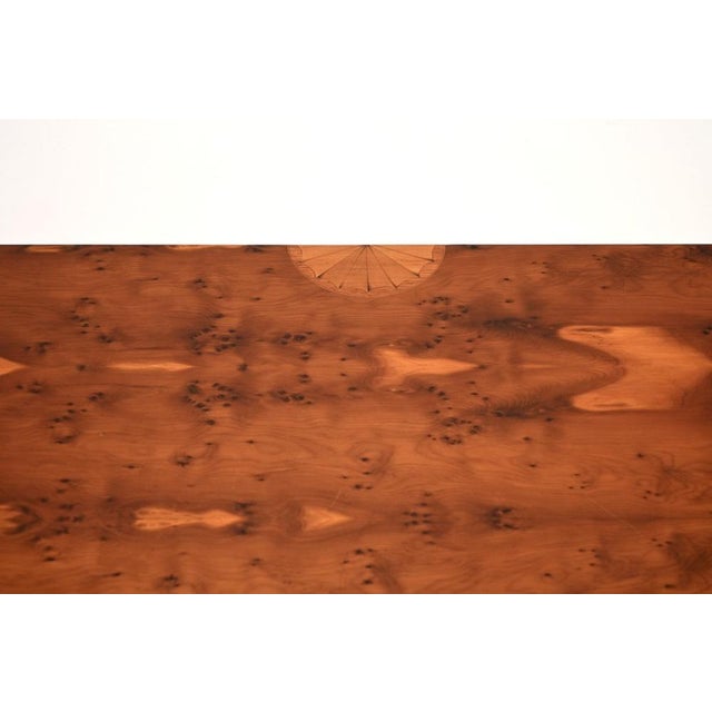 Wood Inlaid Yew Wood Console Table, 1950 For Sale - Image 7 of 11