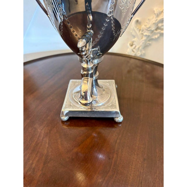 Antique Victorian Sheffield Silver Plated Tea Urn from Walker & Hall, 1880 For Sale - Image 10 of 15