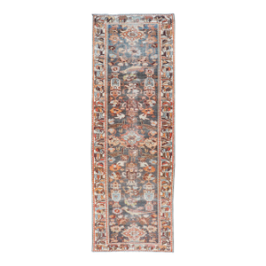 Antique Persian Hamedan Runner in All-Over Floral Design in Brown, Orange, Ivory 3'2"x9'9"