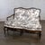 Gorgeous vintage French Louis XV style settee or loveseat by Highland House Furniture composed of a dark carved wood frame...