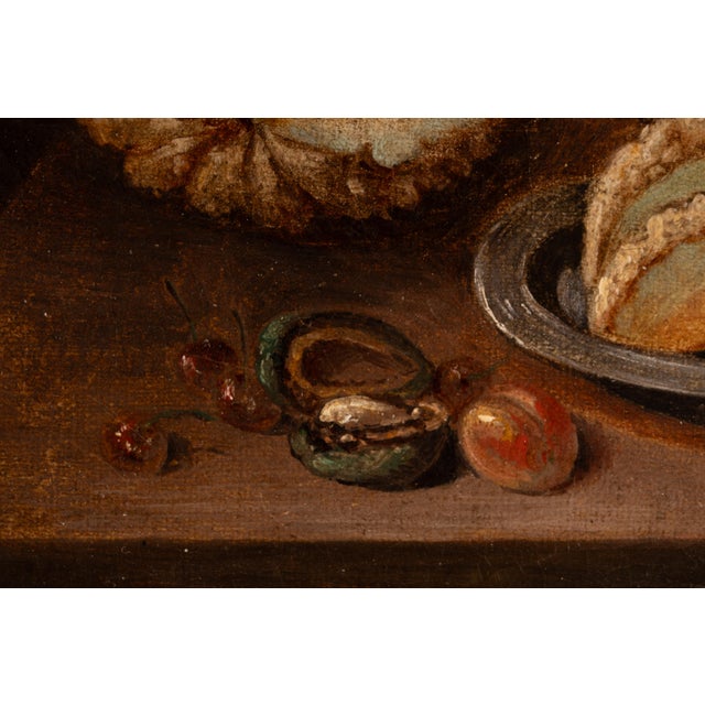 Still Life with Melon and Peaches, 1800s, Oil on Canvas For Sale - Image 7 of 16