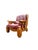 Brutalist Dutch Oak and Red Leather Lounge Chair, 1970s For Sale - Image 4 of 11