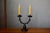 Brutalist Double Candelabra in Carved Wood and Wrought Iron, 1960s For Sale - Image 10 of 10