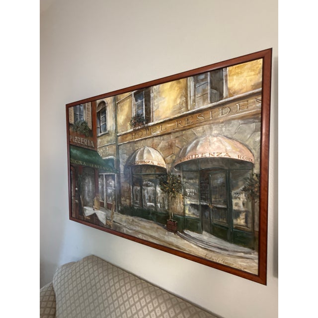 1990s Elegant European Italian Streets Wall Art Painting – Matching Framed Pair For Sale In Los Angeles - Image 6 of 12