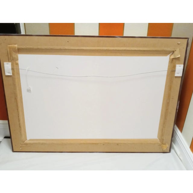 A beautiful tropical framed wall art print. The print has pretty shades of purple and green, with parrots, tiger and a...