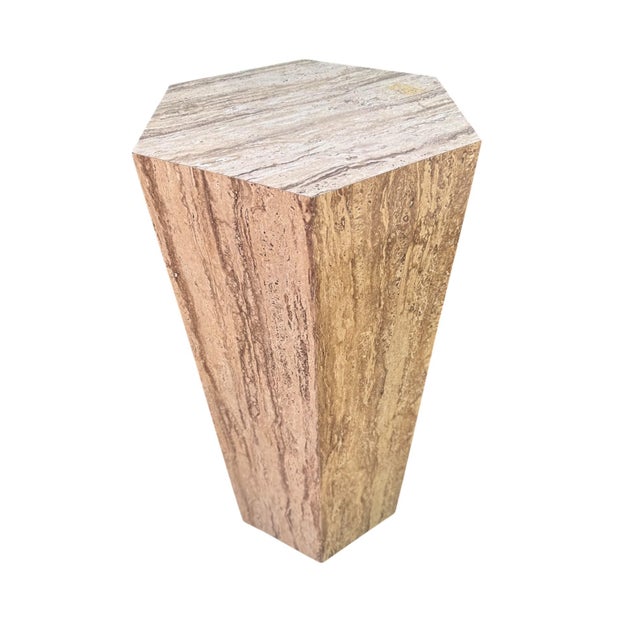Tan Mid 20th Century Postmodern Faux Travertine Laminate Pedestals - A Pair For Sale - Image 8 of 12