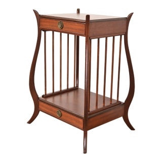 Maslow Freen French Regency Louis XVI Carved Mahogany Nightstand or Occasional Side Table, Newly Refinished For Sale