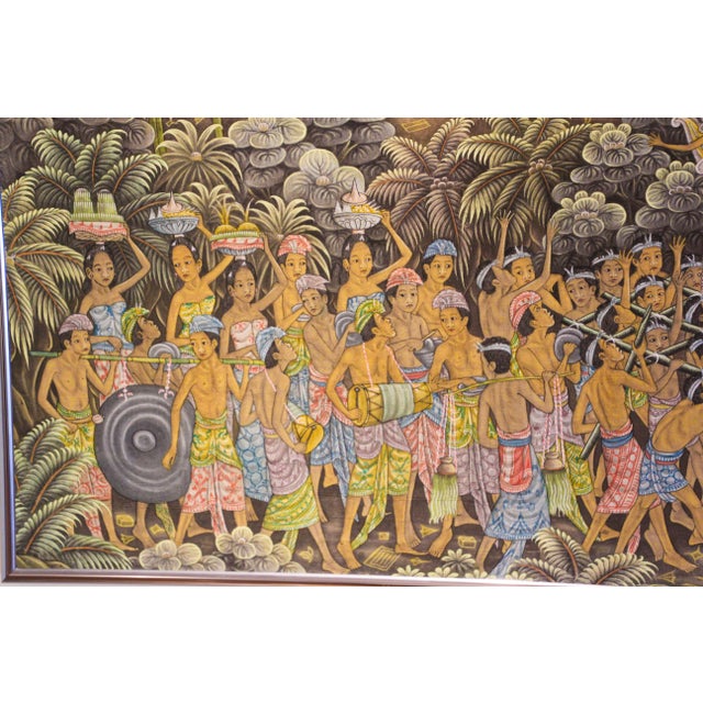 Vintage Large Balinese Painting on Silk from Ubud Bali For Sale - Image 10 of 13