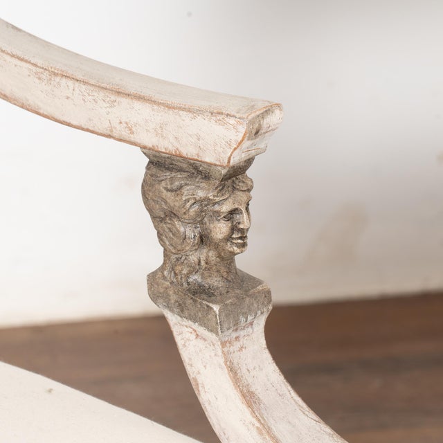 Mid 19th Century Pair, 19th Century Gray Swedish Gustavian Pair of Armchairs For Sale - Image 5 of 10
