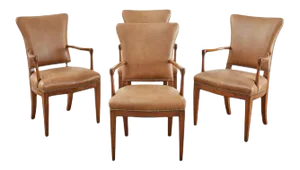 Set of Four French Art Deco Armchairs After Jules Leleu