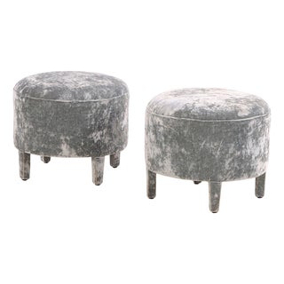 Pair of Italian Velvet Upholstered Boudoir Stools, C 1970 For Sale