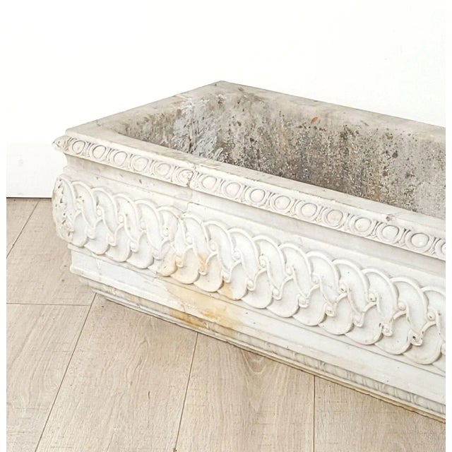 Antique White Marble Carved Classical Rectangular Basin For Sale - Image 11 of 12