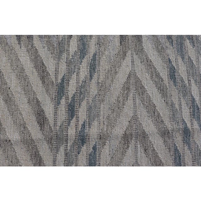 Scandinavian Flat-Weave Light Grey and Blue Rug by Keivan Woven Arts, 9'1 X 12'1 For Sale - Image 9 of 12