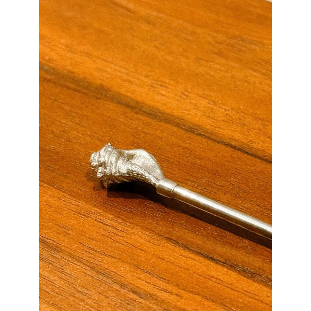 Mid-Century Modern Vintage Silver-Plated Teaspoon with Sculpted Shell-Shaped Handle, 1950s For Sale - Image 3 of 7