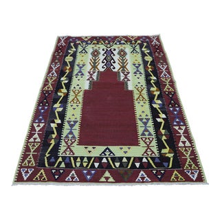 1980s Tribal Burgundy Hand Knotted Rug For Sale