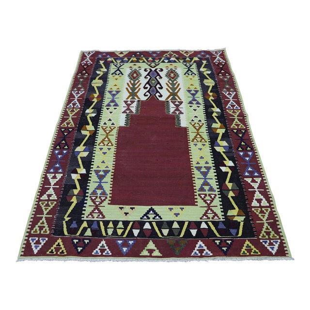 1980s Tribal Burgundy Hand Knotted Rug For Sale