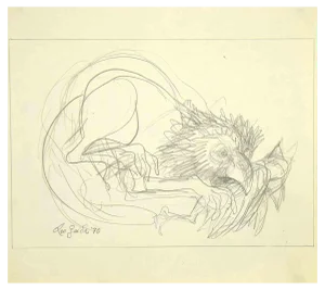 Leo Guida, The Attack, Original Pencil Drawing, 1970