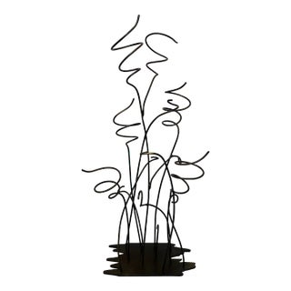 Vintage Wrought Iron Sculptural Wine Rack For Sale