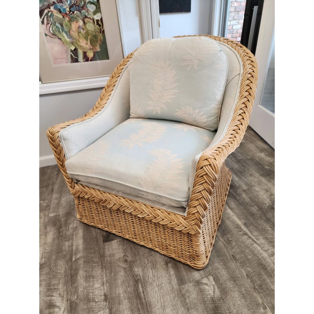 Late 20th Century Late 20th Century Michael Taylor Style Wicker Rattan Armchair For Sale - Image 5 of 18