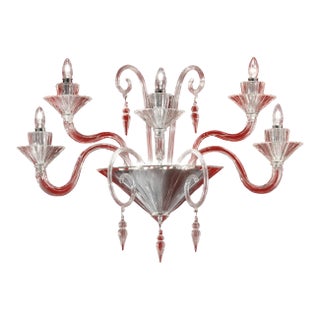 Venetian Imperial “Rigadin” Murano Glass Wall Sconce in Transparent Glass For Sale