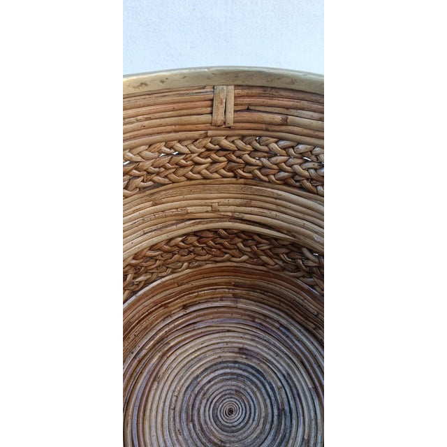 Braided Wicker Basket with Brass Edge, 1970s For Sale - Image 12 of 13