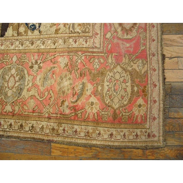 Art Deco Exceptional Light Pink and Brown Color With Unique Floral Design Antique Caucasian Karabagh Rug For Sale - Image 3 of 5