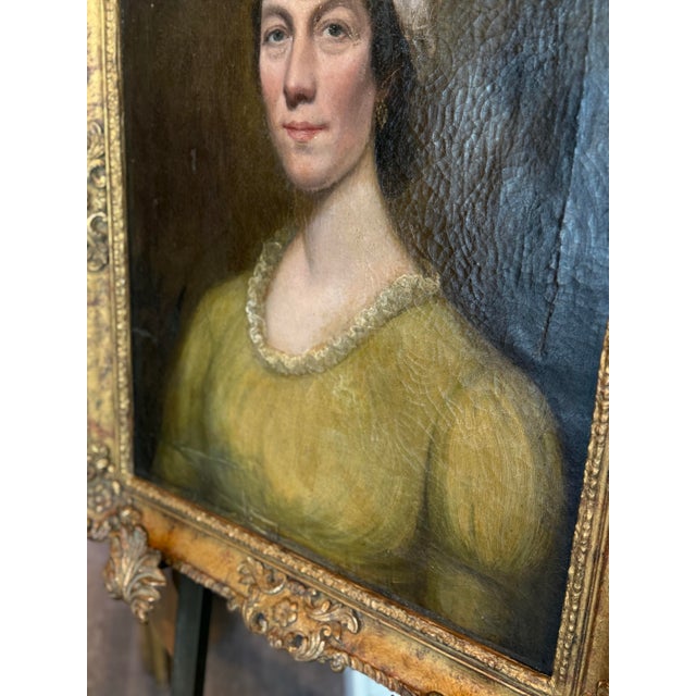 1820s English School Portrait of a Young Woman, Oil on Canvas For Sale - Image 4 of 12