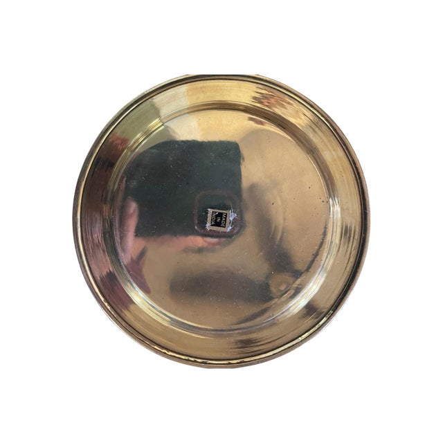 Mid-Century Modern Mid 20th Century Midcentury Polished Brass Coasters 5" Diameter - Set of 6 For Sale - Image 3 of 5