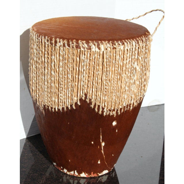 Tribal Embuutu Dual-Hide Drum Mid-Century Vintage Baganda Uganda For Sale In San Diego - Image 6 of 13