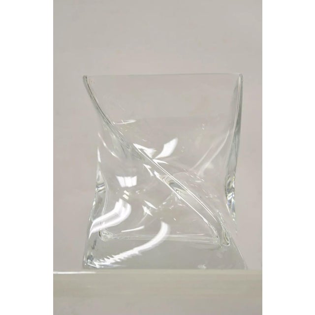 Vintage Modern Abstract Turkish Konart Twisted Glass Crystal Vase Centerpiece (A). Approx 10 lbs. Circa Late 20th Century....