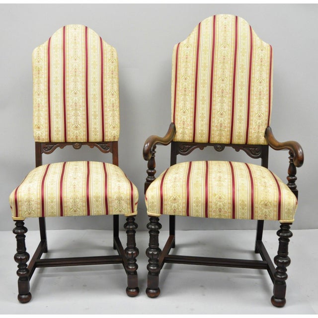 Jacobean Depression Renaissance Revival Walnut Upholstered Dining