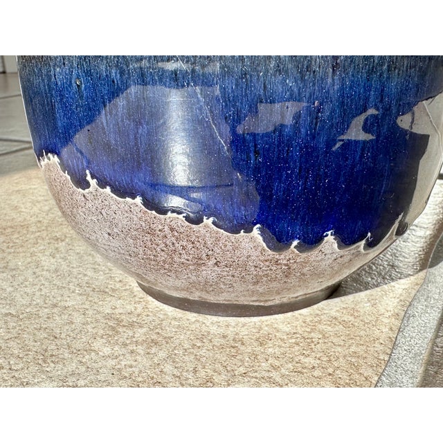 Cobalt Blue Glazed Studio Ceramic Planter from Serocka, Germany, 1970s For Sale - Image 9 of 14