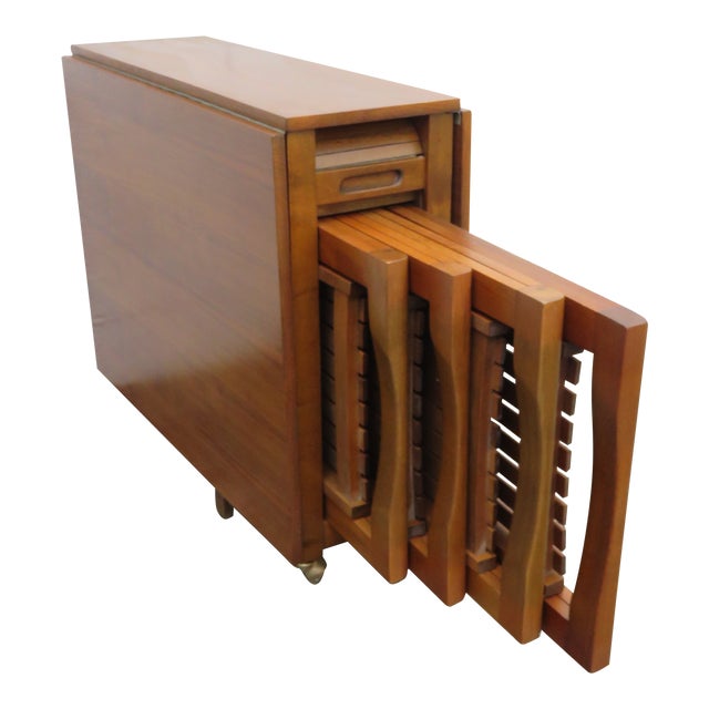 Mid Century Drop Leaf Dining Dinette Table With Hideaway 4 Folding ...
