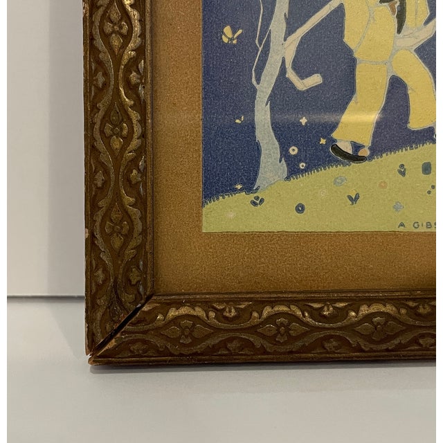 1920s 1920s Arts and Crafts Friendship Woodblock by Gibson For Sale - Image 5 of 7