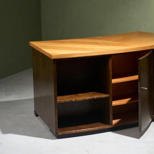 Curved Desk with Geometric Inlaid Top, Sweden For Sale - Image 10 of 13