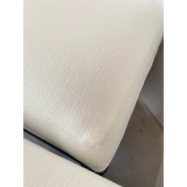 Pair Louis XVI Style Black & Brass Upholstered Benches For Sale - Image 9 of 14