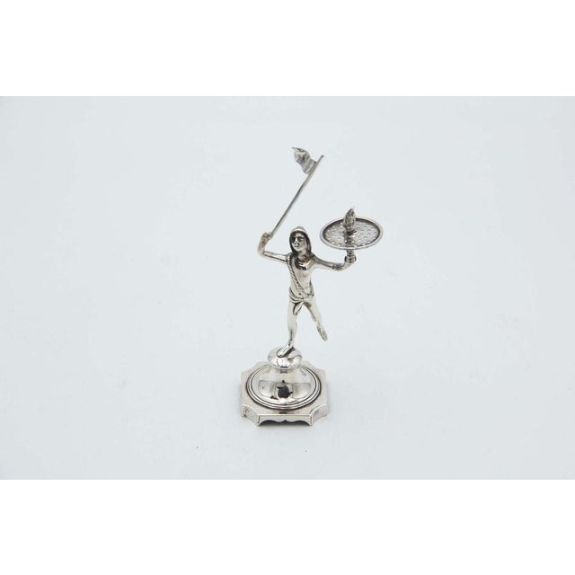 Silver Toothpick Holder with Salesman Figure For Sale - Image 4 of 4