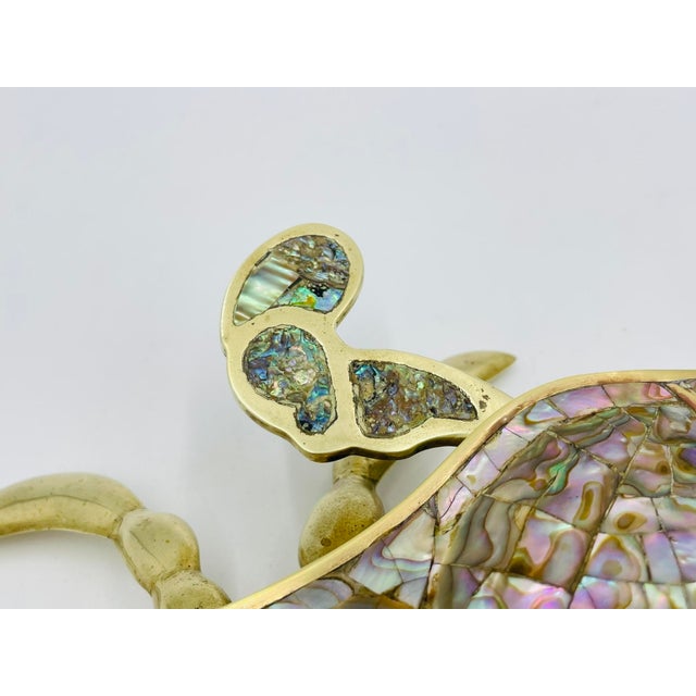 1960s Rare Los Castillo Taxco "Crab" Abalone & Brass Jewelry Box, Mexican Silversmith For Sale - Image 11 of 18