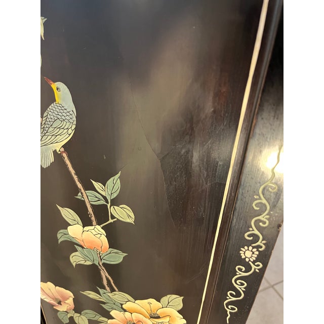 Mid-Century Chinese Black Lacquer Cabinet With Mother of Pearl Inlays For Sale - Image 16 of 17