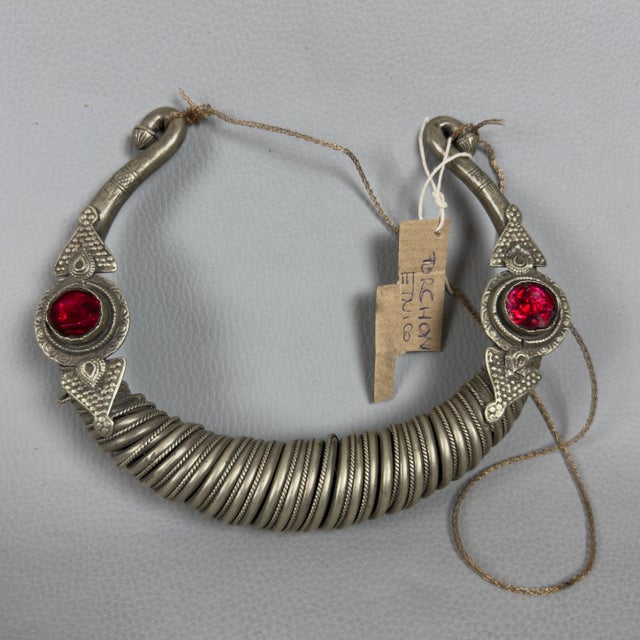 Torchon Necklace in Silver with Nomad Ethnic Red Glass For Sale - Image 11 of 11