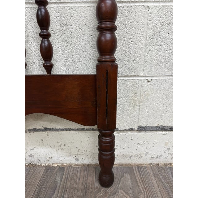 Antique Full Size Jenny Lind Style Headboard With Bobbin Turned Top Rail For Sale - Image 9 of 11