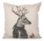 Holiday Reindeer With Scarf and Birds Beige Linen Pillow For Sale