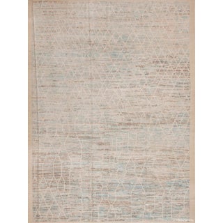 Tribal Light Blue Moroccan Berber Beni Ourain Pattern Modern Area Rug For Sale