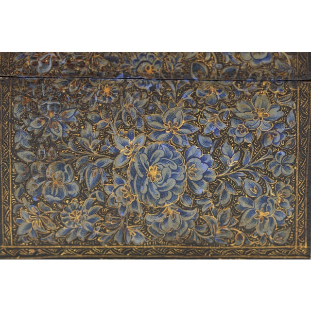 Mid 19th Century Indian Kashmiri Lacquered Polychrome Domed Stationery Box For Sale - Image 9 of 13