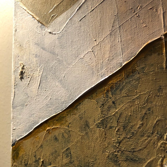 Beige Contemporary Original Oil on Canvas Textured Abstract Painting by CL Auker “Abstract in Beige and White” For Sale - Image 8 of 10