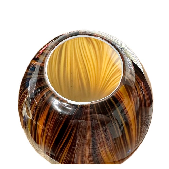 Murano Large Vintage Tortoiseshell Hand Blown Murano Glass Vase For Sale - Image 4 of 4